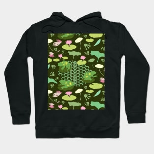 Cuban Tree Frog Species Ponder in Wildlife Lake Pattern Hoodie